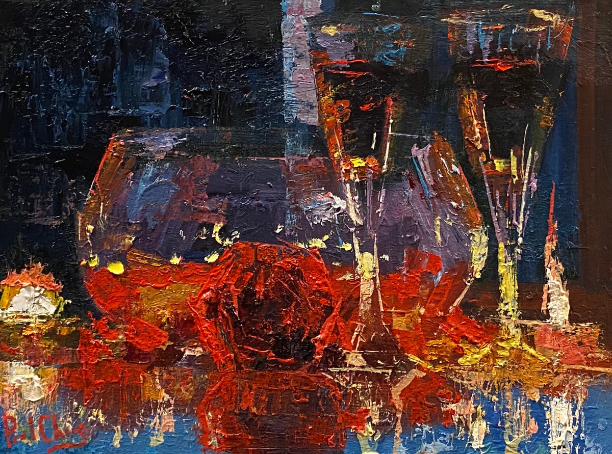 Champagne Glass and Rose by Paul Cheng