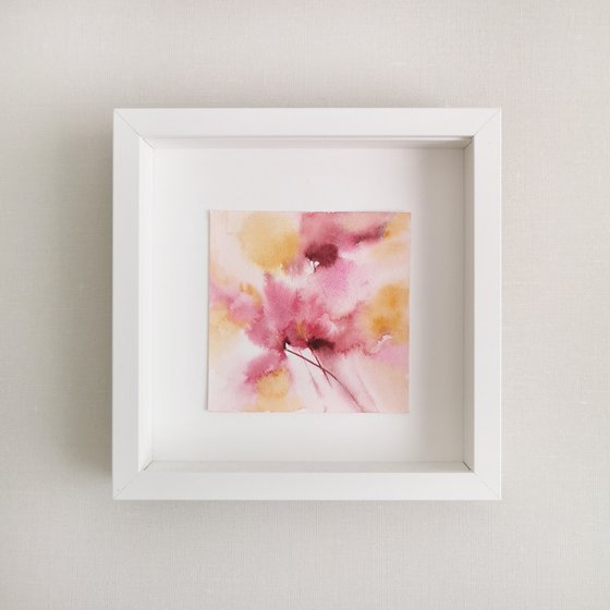 Abstract flowers. Small watercolor floral artwork
