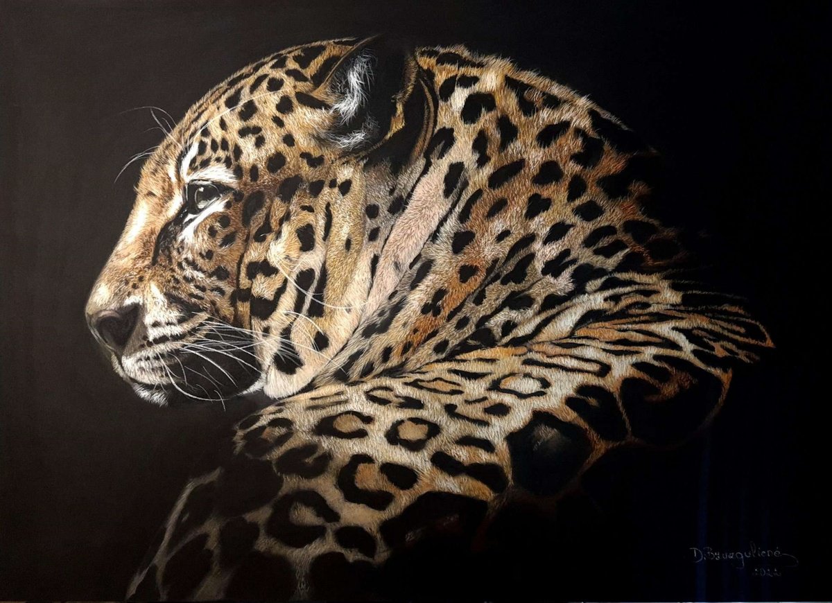 Photorealistic Animal Pastel Drawing By Deimante Bruzguliene, 28 X 20, Leopard, Original Artwork