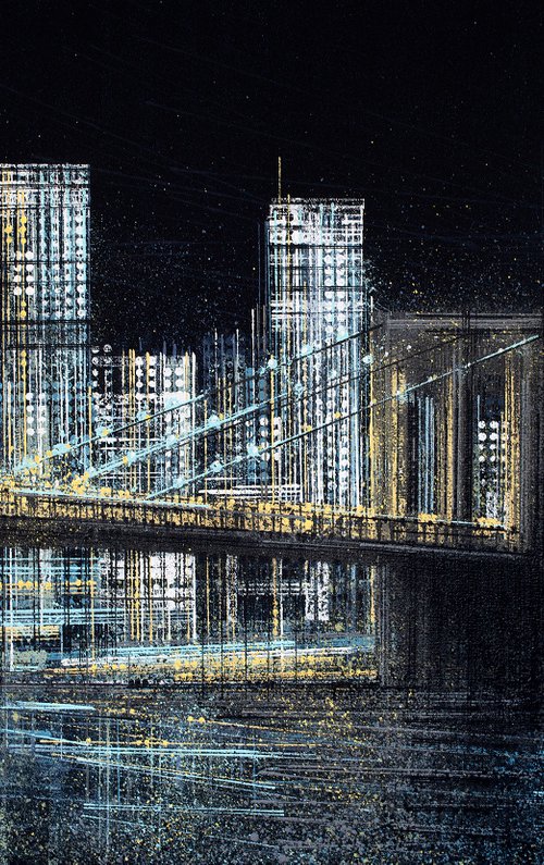 New York - The Brooklyn Bridge At Midnight by Marc Todd