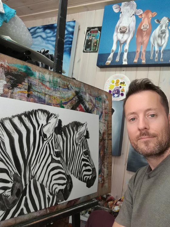 The Three Amigos. Watercolour Zebra. Free Shipping
