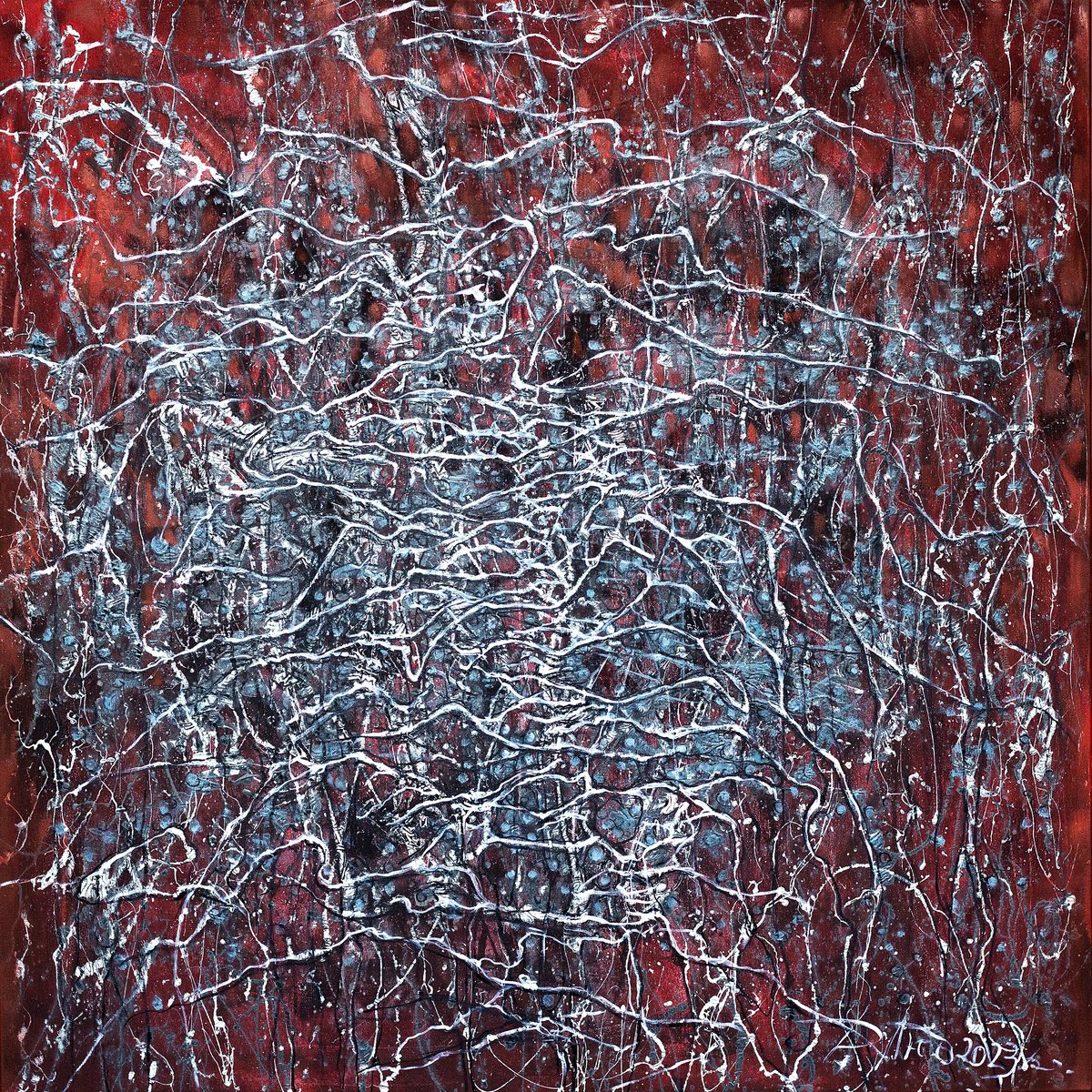 Abstract Oil Painting By Liudmyla Davydenko, 39 X 39", Untitled 2, Original Artwork