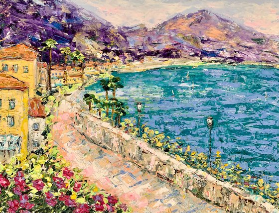 Bellagio promenade by lake Como