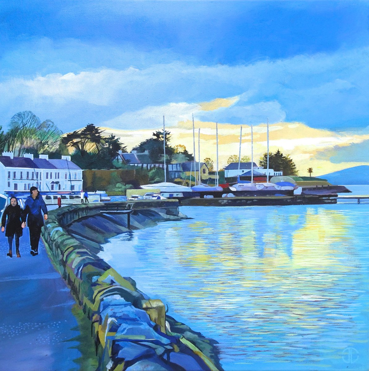 Impressionistic Landscape Acrylic Painting By Joseph Lynch, 24 X 24, Spring Sunset Cultra, Original Artwork