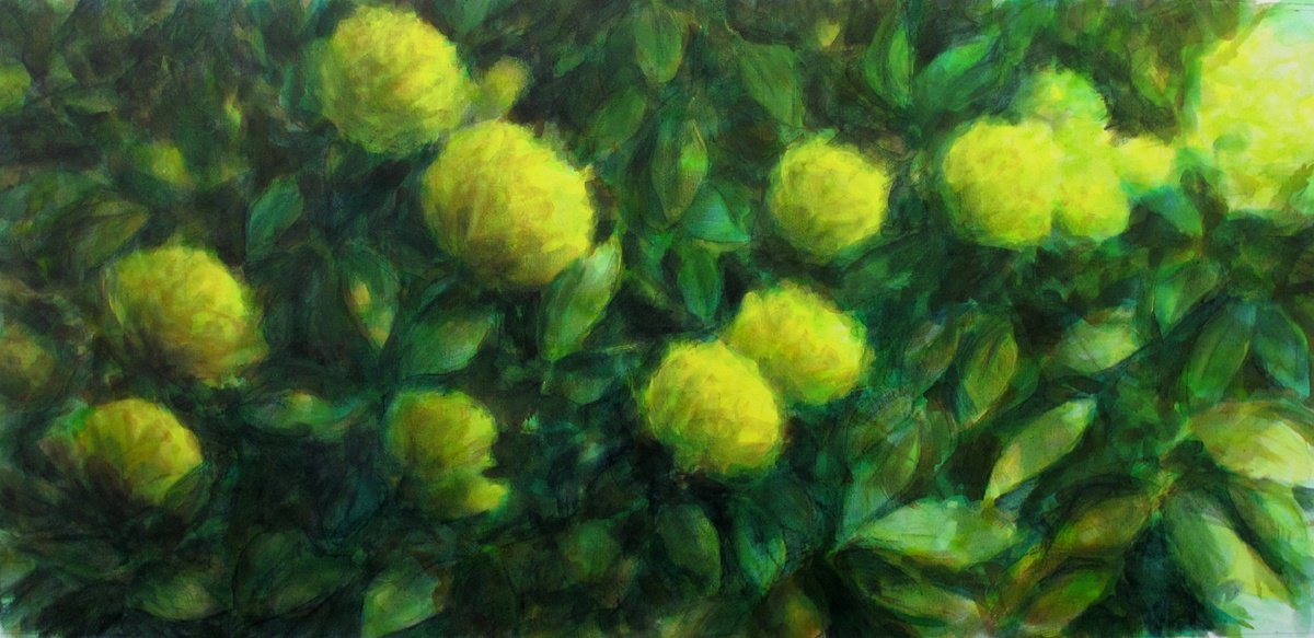Yellow Flowers By Fabienne Monestier, 38 X 19, Artwork For Sale On Artfinder