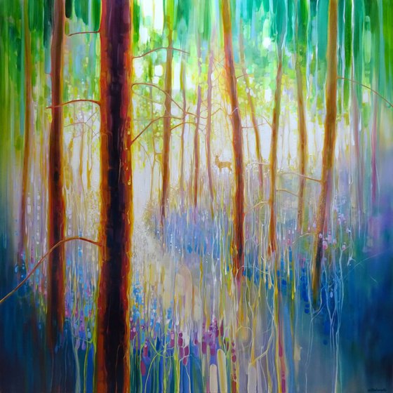 Bluebell Symphony - a very large oil painting of a Spring Woodland