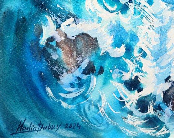 Waves. Original watercolor.