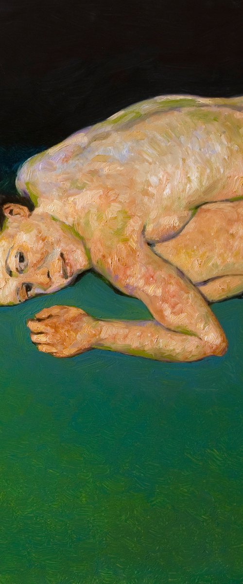 portrait of a nude woman in green by Olivier Payeur