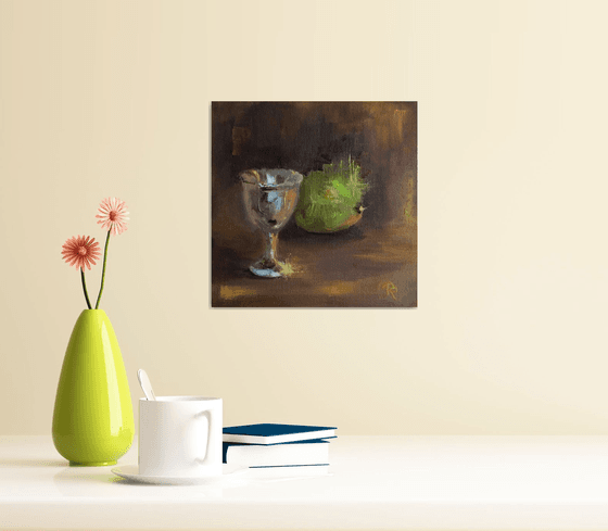 Silver Eggcup with Lime  Impressionist Still Life