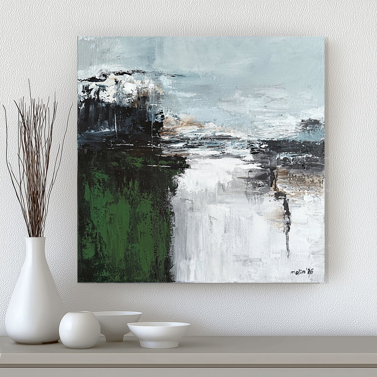 Small Square Blue-Emerald Tide Passage By Tatiana Malinovscaia, 16 X 16, Artwork For Sale On Artfinder