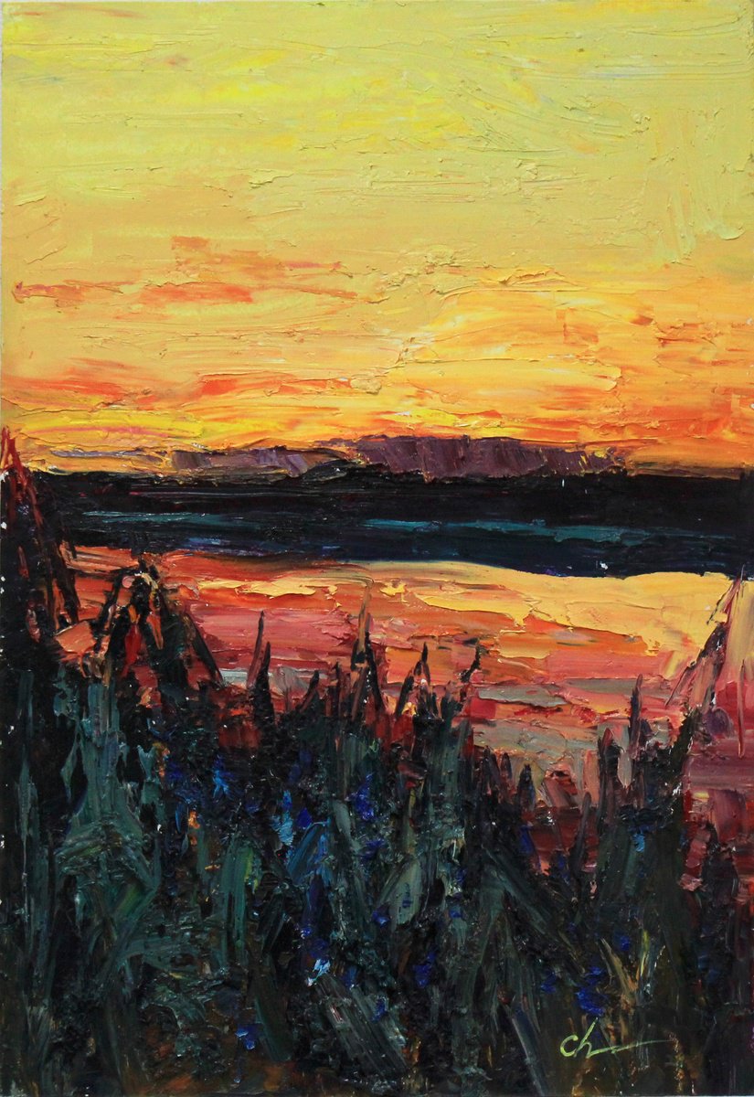 Sunset By Serhii Cherniakovskyi, 14 X 20, Artwork For Sale On Artfinder