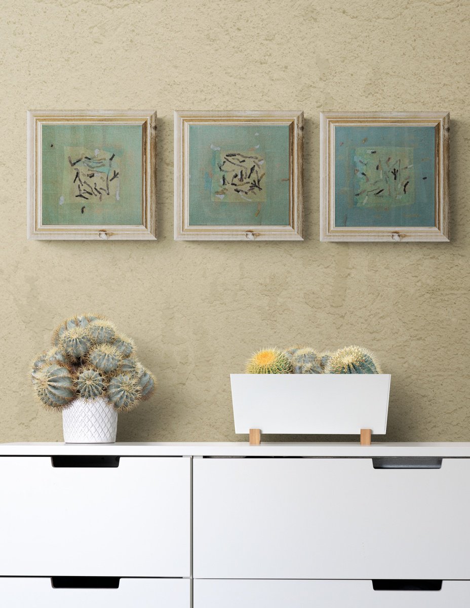 Abstract Collage By Trayana Panayotova, 8 X 8", Traces Of Winter, Original Artwork