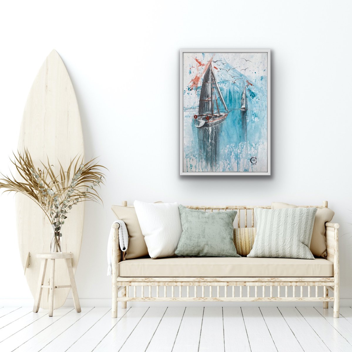 Expressive Landscape Painting By Valeria Golovenkina, 24 X 35", Fresh Wind Sails, Original Artwork