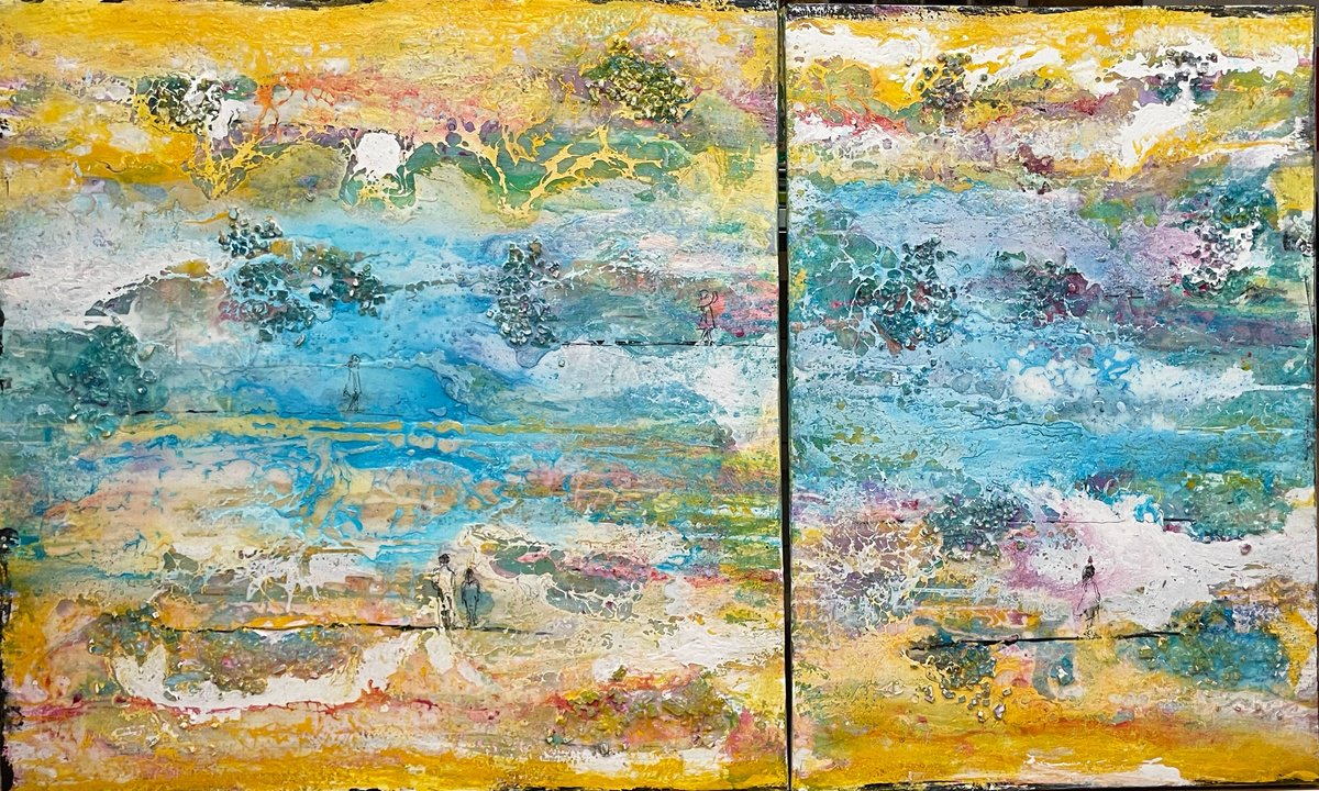 Expressive Landscape Painting By Giusy Lauriola, 67 X 39, Le Linee Della Vita, Original Artwork