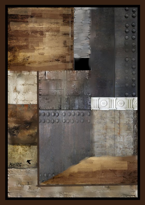 OLD CONSTRUCTION TRIPTYCH  87"X41"