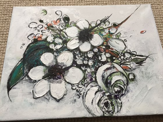 A Study Of Flowers Part II Floral Artwork For Sale Original Flower Painting On Canvas Ready to Hang Gift Ideas Acrylic Paintings Buy Art Now Free Delivery 30x23cm