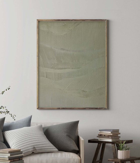 "Green Rye" Green abstract high textured art