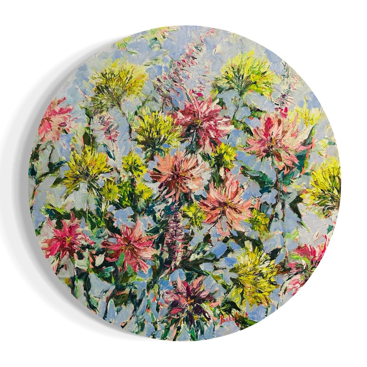 Impressionistic Botanical Oil Painting By Olga Beketova, 35 X 35", Moment. Morning, Original Artwork