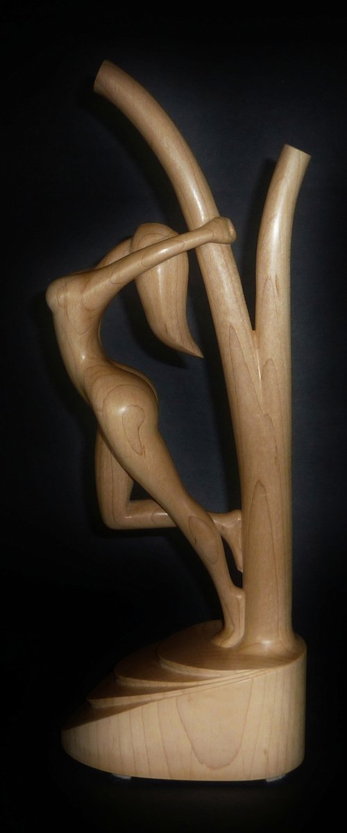Nude Woman Wood Sculpture GIRL and TREE by Jakob Wainshtein