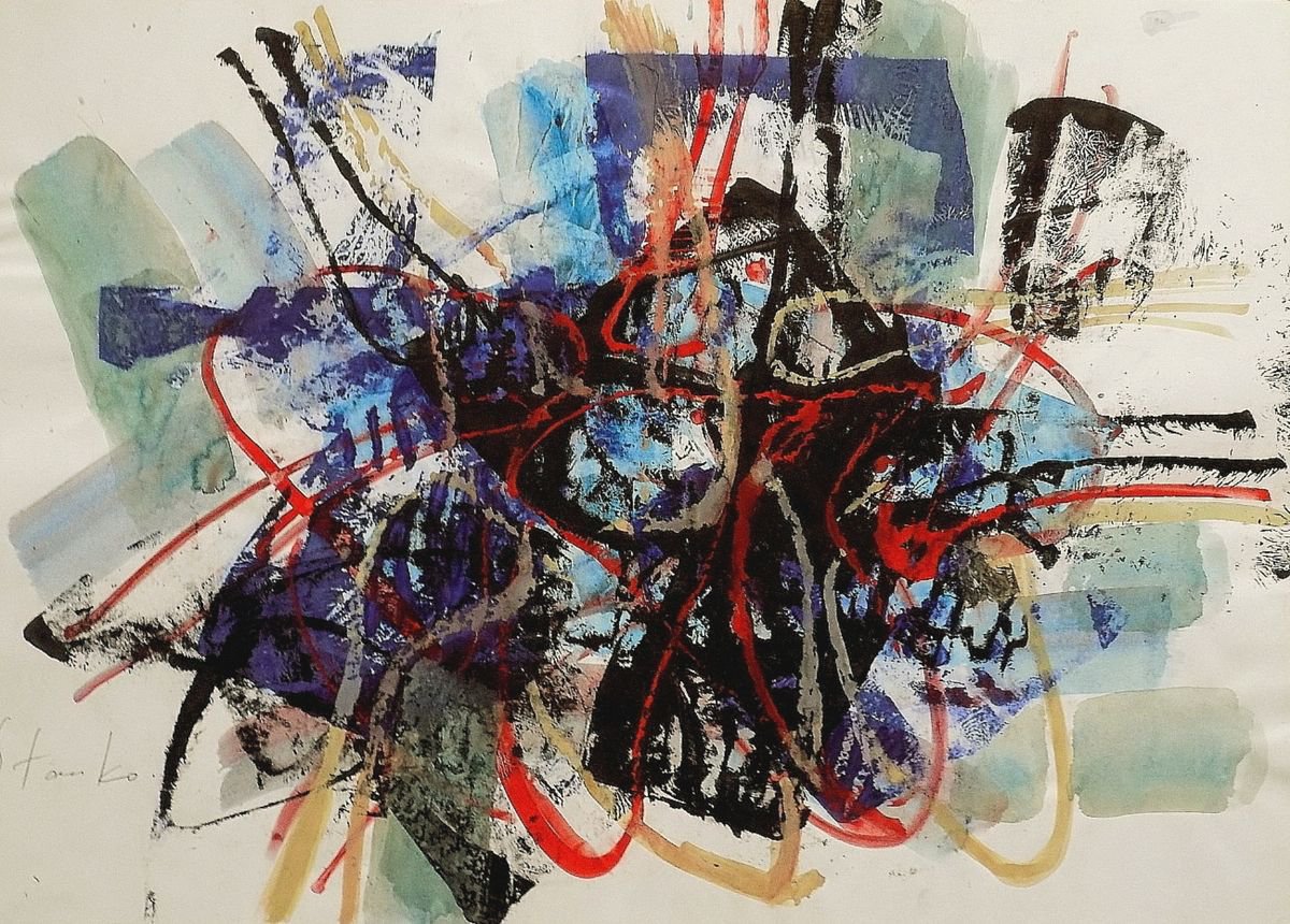 Abstract Acrylic Painting By Stanislav Bojankov, 28 X 20", Caprice-Xvi(Paganini), Original Artwork