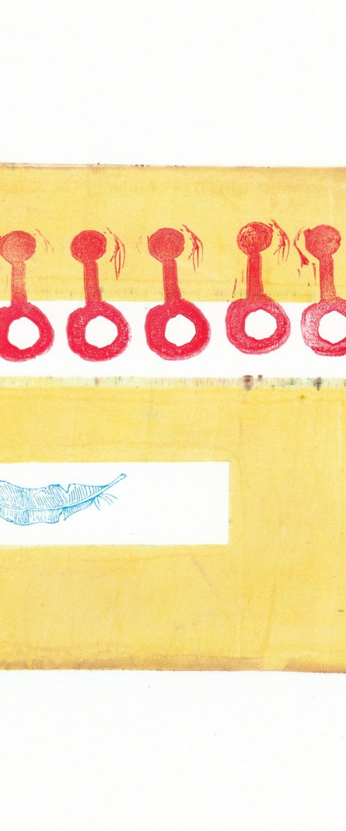 Monotype #30 with feather by Hilde Hoekstra