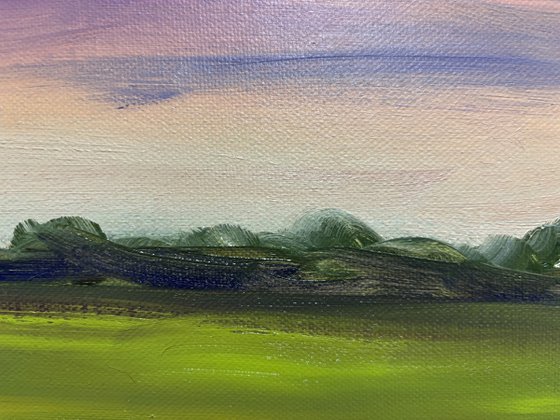 Sunset before storm. Plein air