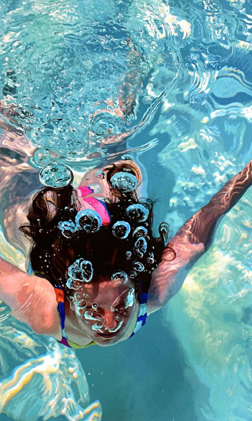Taking Flight - Swimming Painting by Abi Whitlock