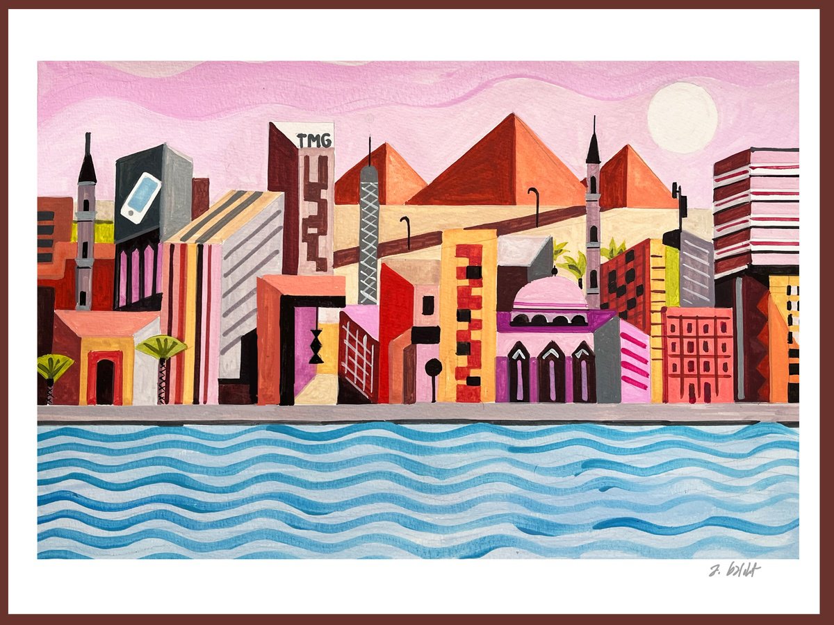 Urban And Pop Acrylic Painting , Cairo-01 By Andre Baldet, 19 X 13, Artwork For Sale On Artfinder