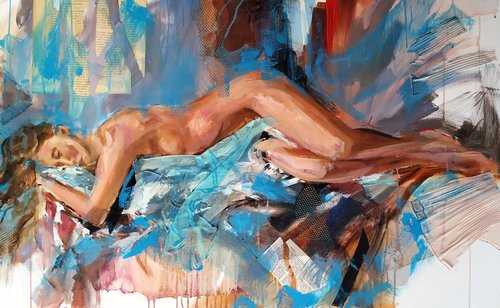 Out of My Dream- nude woman painting on canvas by Antigoni Tziora
