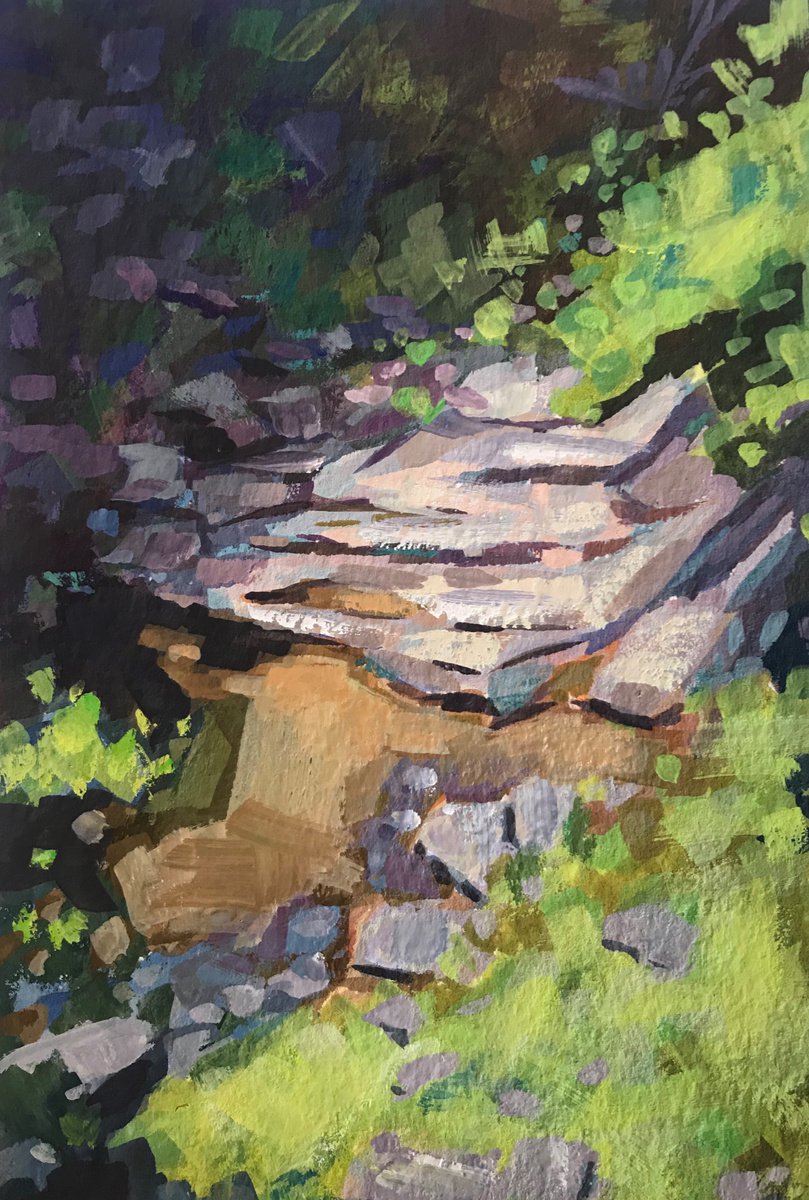 Impressionistic Painting , Kaaterskill Falls Basin By Jimmy Leslie, 4 X 6, Artwork For Sale On Artfinder