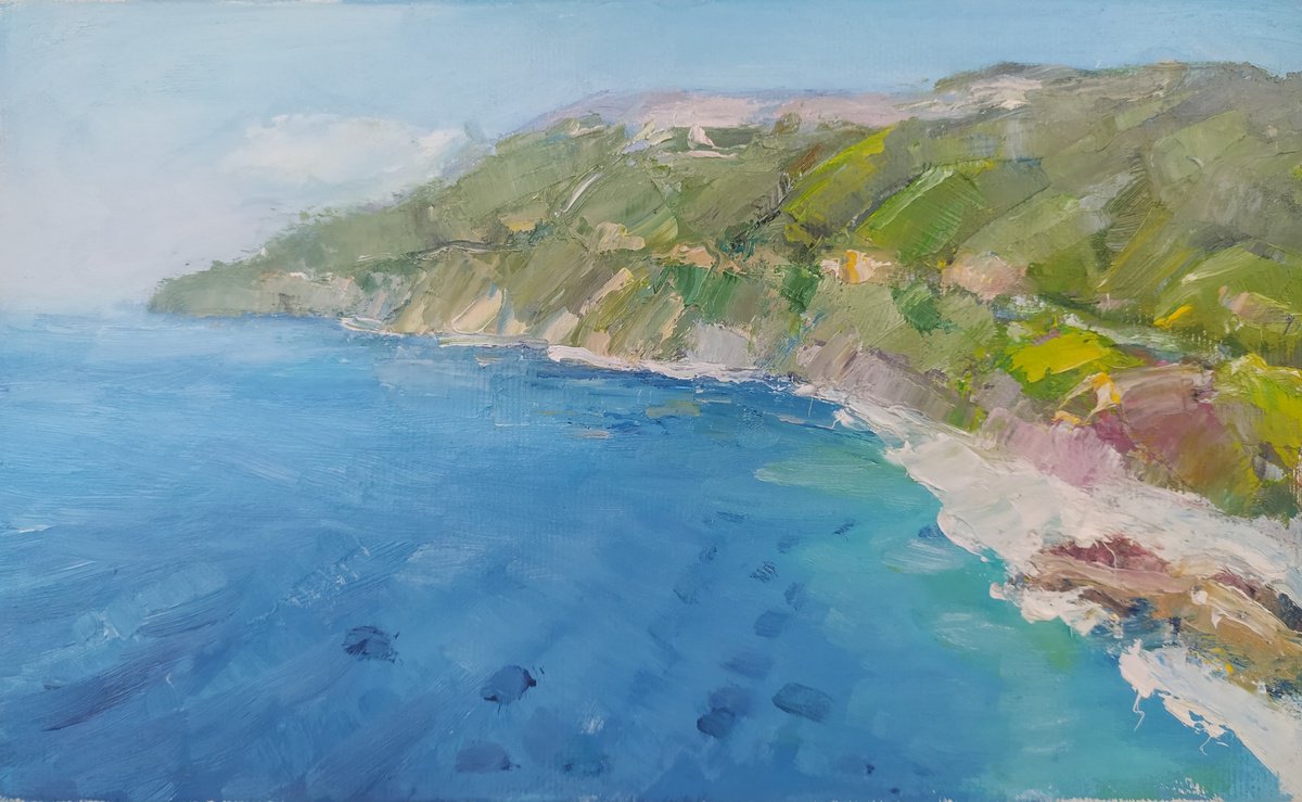 Impressionistic Landscape Oil Painting By Valentina Andrukhova, 10 X 6", Seascape, Original Artwork