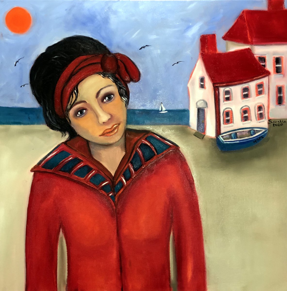 Impressionistic Portrait Oil Painting By Suzette Datema, 30 X 30", Hope, Original Artwork