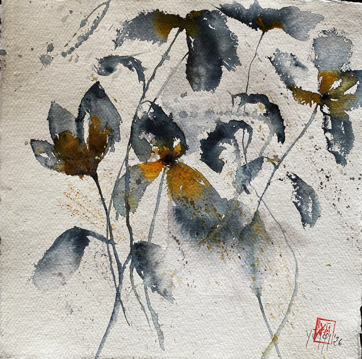 Organic Watercolour , I Petali By YS?rei, 12 X 12, Artwork For Sale On Artfinder