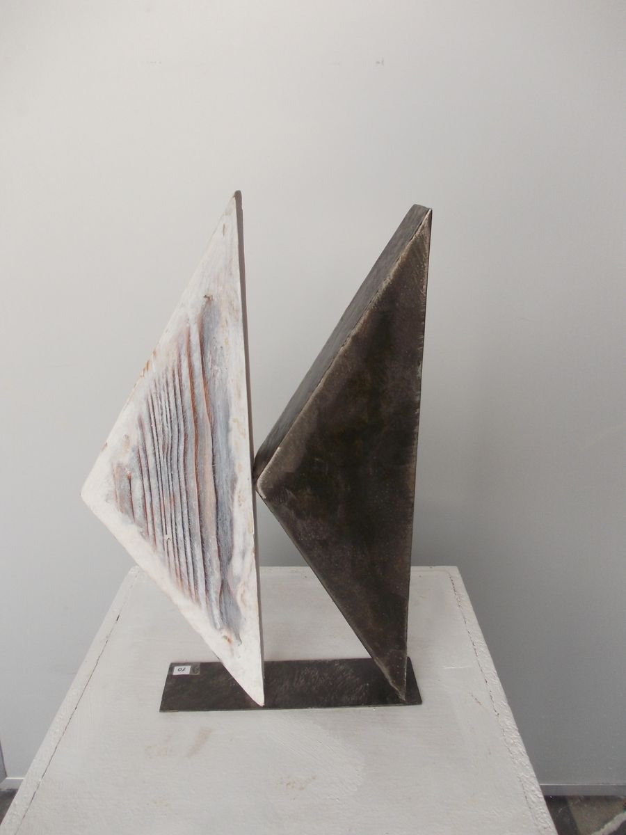 Geometric Abstract Sculpture By Michael Rofka, 9 X 15", Flight, Original Artwork