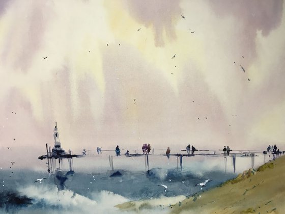 Watercolor "Afternoon sea view”