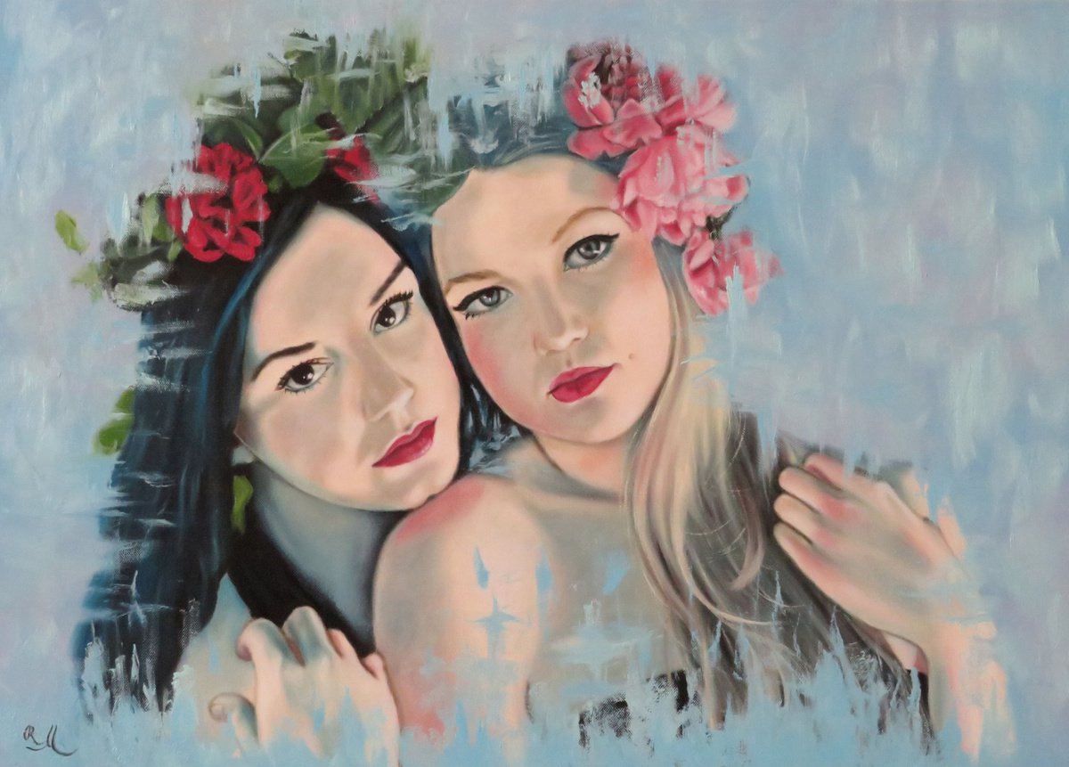 Expressive Oil Painting , Figlie Dei Fiori By Monika Rembowska, 28 X 20, Artwork For Sale On Artfinder