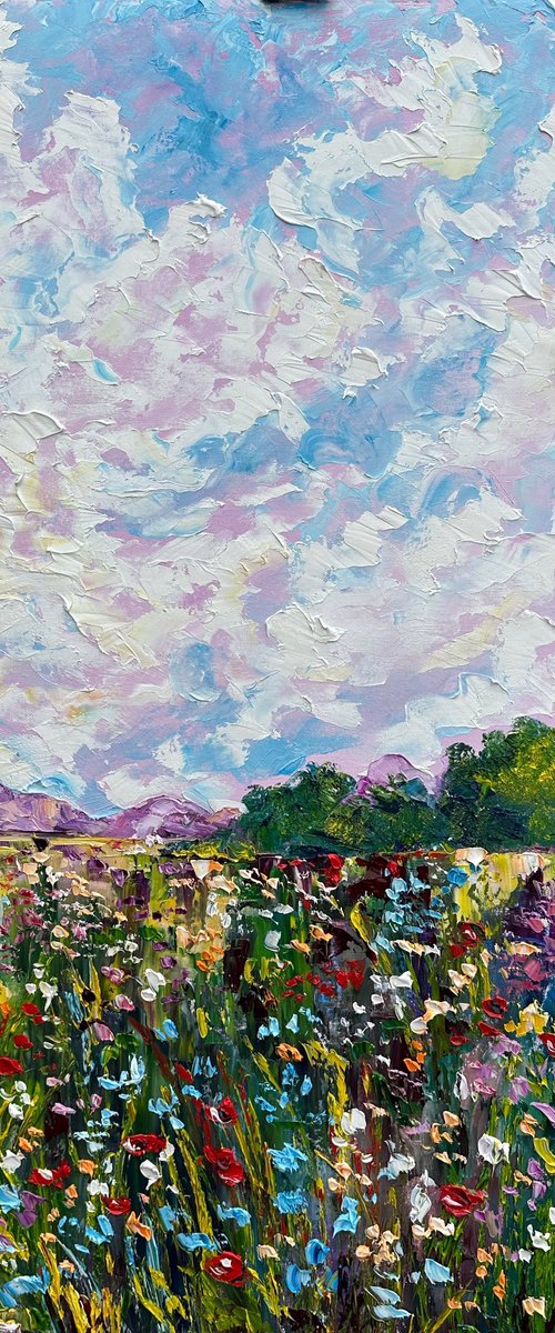 Pink clouds over the field by Oksana Fedorova