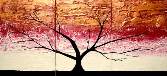 Burgundy Tree of Life artwork in acrylic