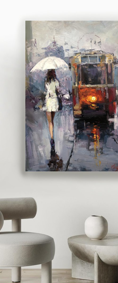 Romantic Rain in Rome Trams by Viacheslav Zaykin