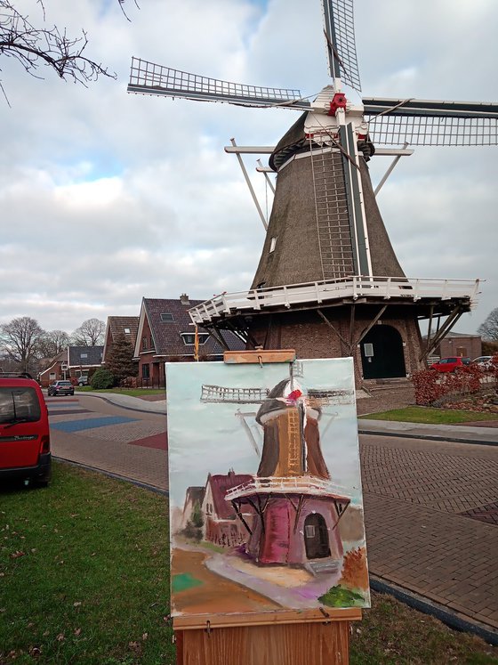 The Bente windmill in Dalen. Plein Air