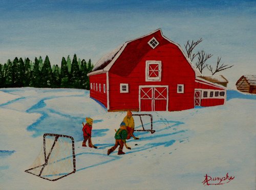 Barnyard Hockey by Dunphy Fine Art