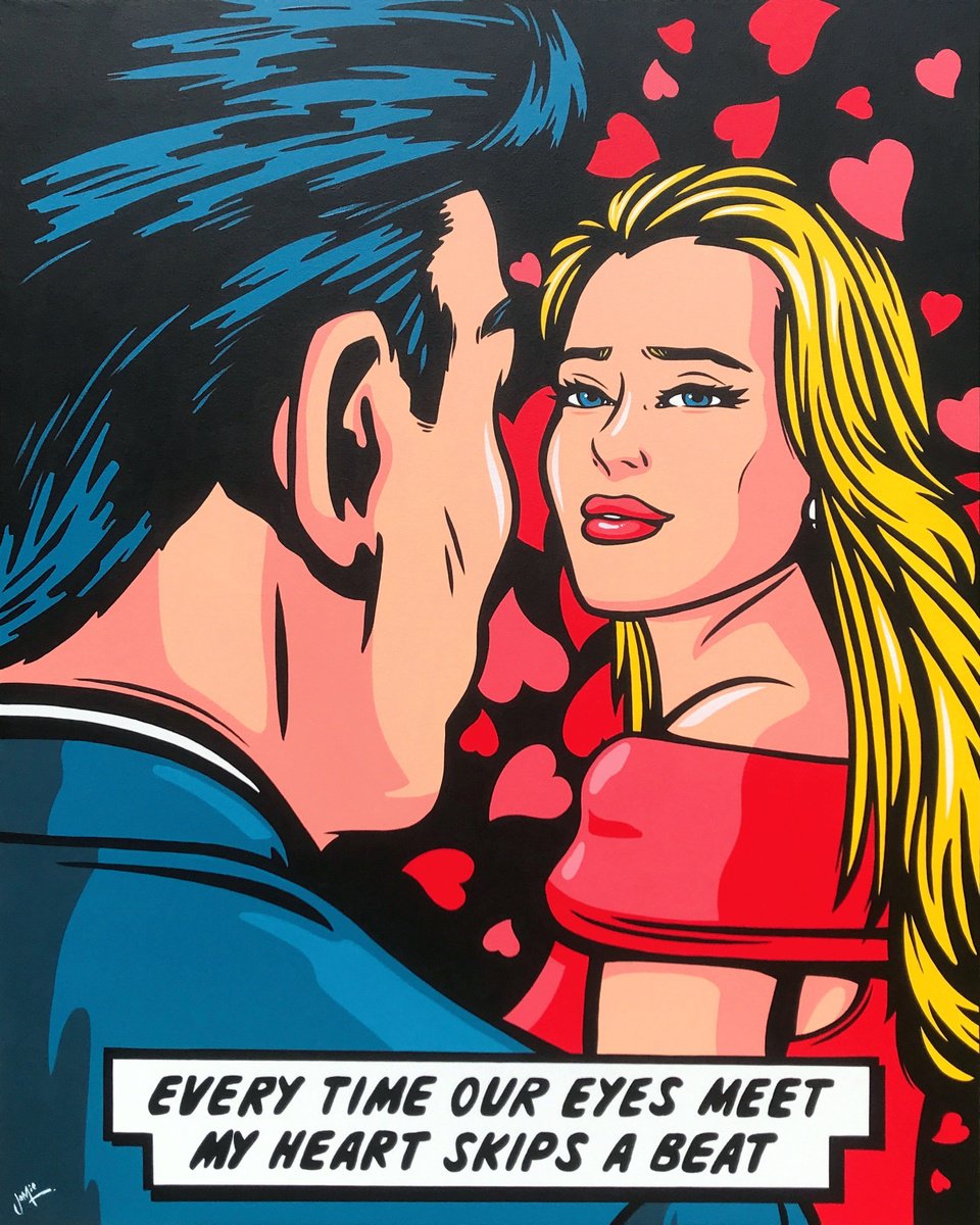 Urban And Pop Portrait Acrylic Painting By Jamie Lee, 31 X 39, My Heart Skips A Beat, Original Artwork