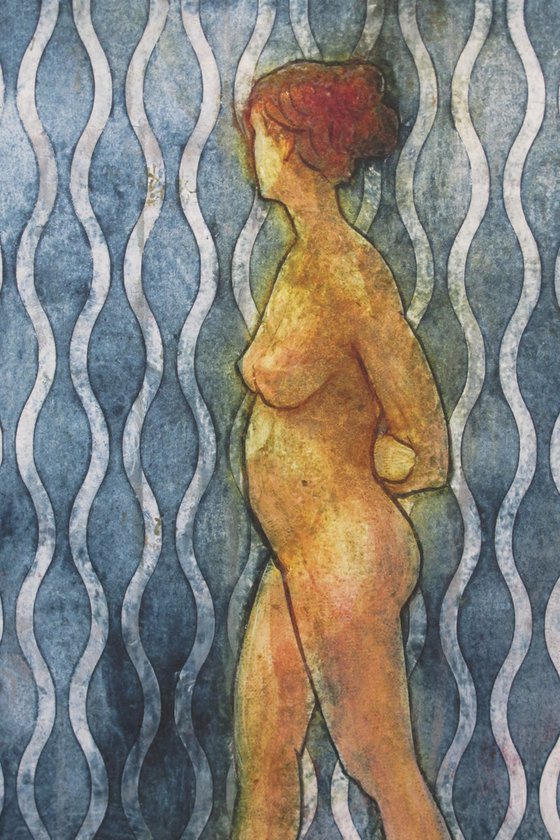 Standing female nude varied edition print of 6