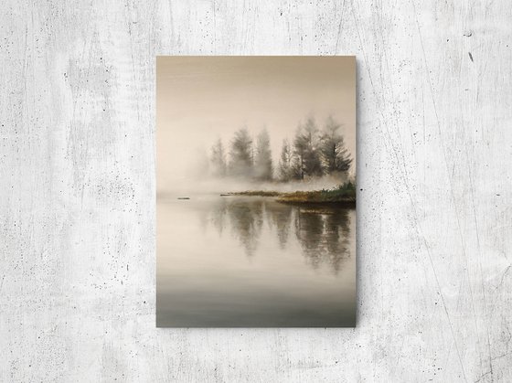 "River Fog 2" River landscape oil art