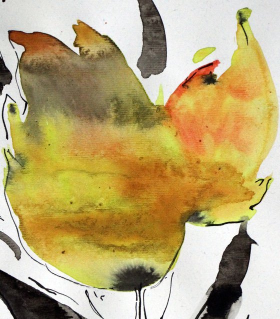 Colorful 15 (yellow Tulip), Watercolor on paper, 15 x 20 cm