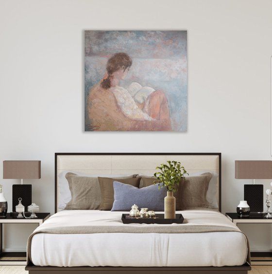 FREEDOM OR LONELY Large Original Woman Figurative Oil painting on Canvas