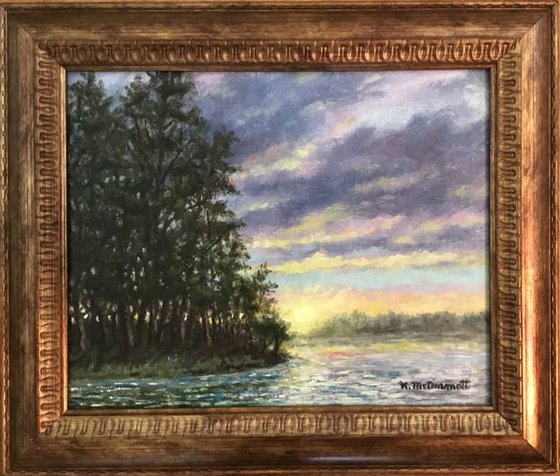 River Sparkle - framed oil on 8X10 canvas by K. McDermott