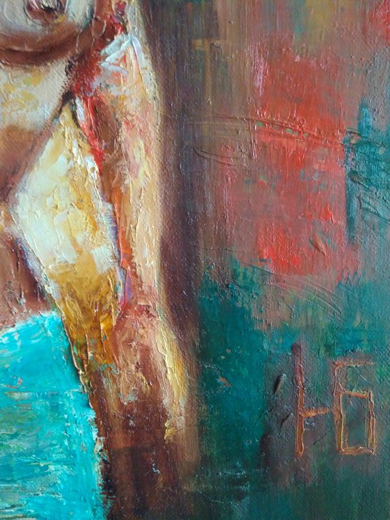 Exotic dancer, 45x50 cm, ready to hang.