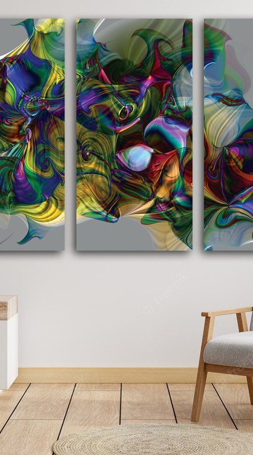 Mambo 2/XL large triptych, set of 3 panels by Javier Diaz