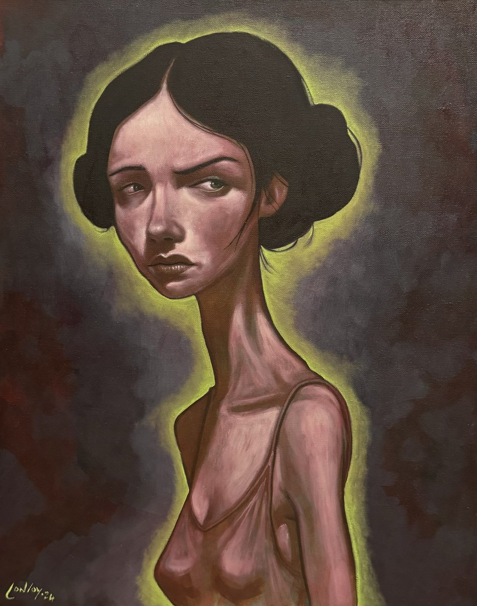 Expressive Portrait Oil Painting By Pete Conroy, 16 X 20", The Glow Up, Original Artwork